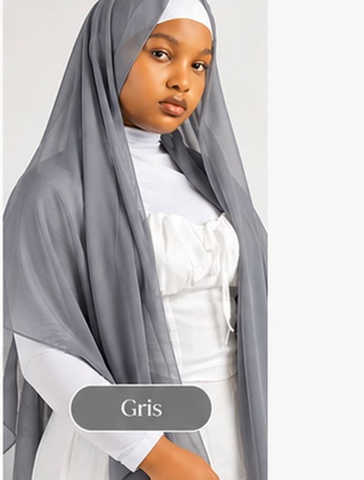 Hijab en mousseline Lunøør, gris