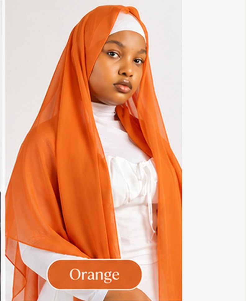 Hijab en mousseline Lunøør, orange