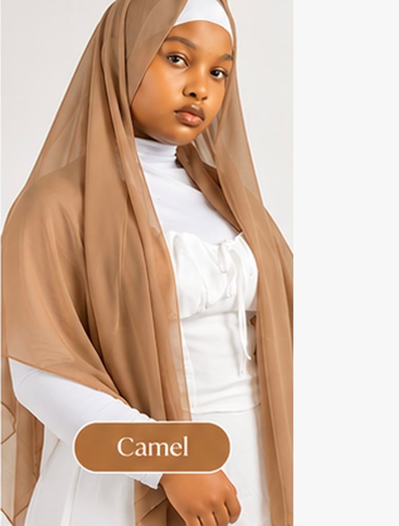 Hijab en mousseline Lunøør, camel