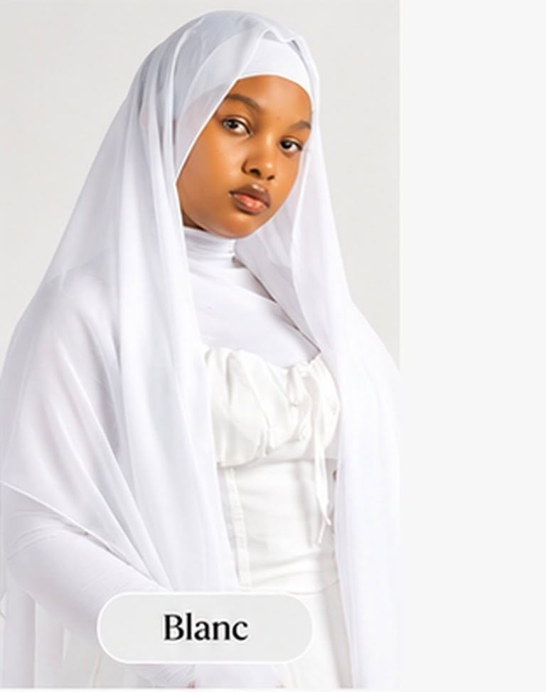 Hijab en mousseline Lunøør, blanc