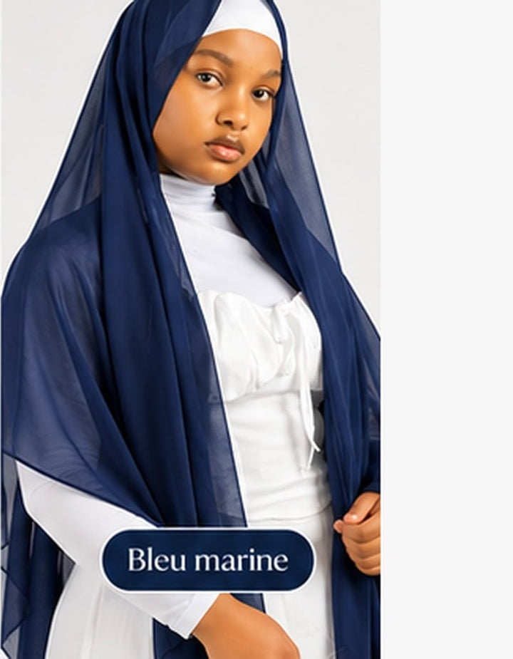 Hijab en mousseline Lunøør, bleu marine