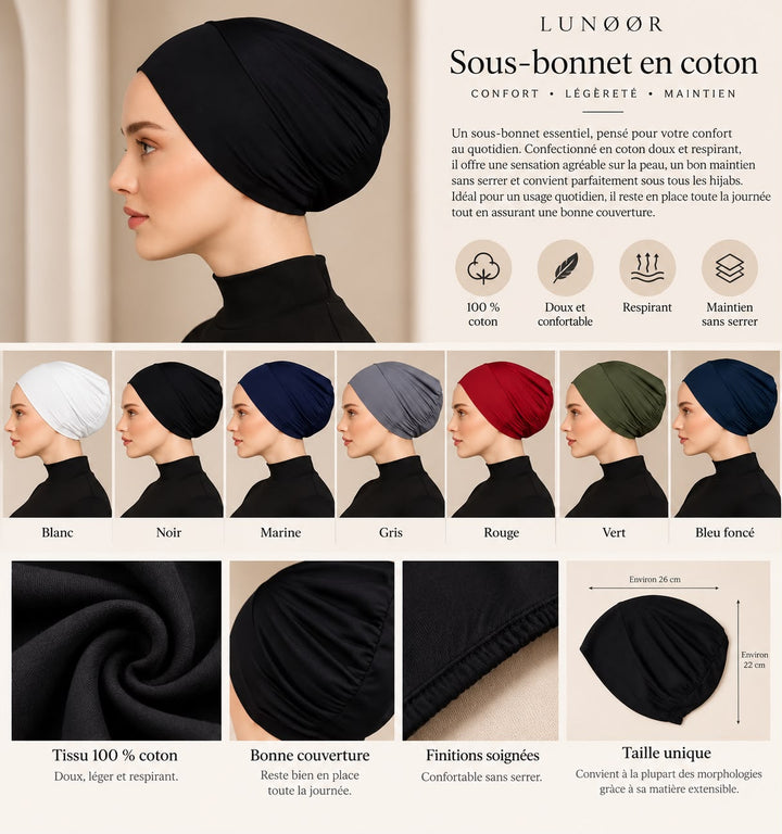 Sous-bonnet en coton Lunøør, sept coloris disponibles